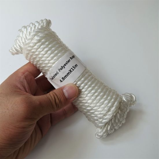 4.8mm 15m 3strand polyester braided lubid